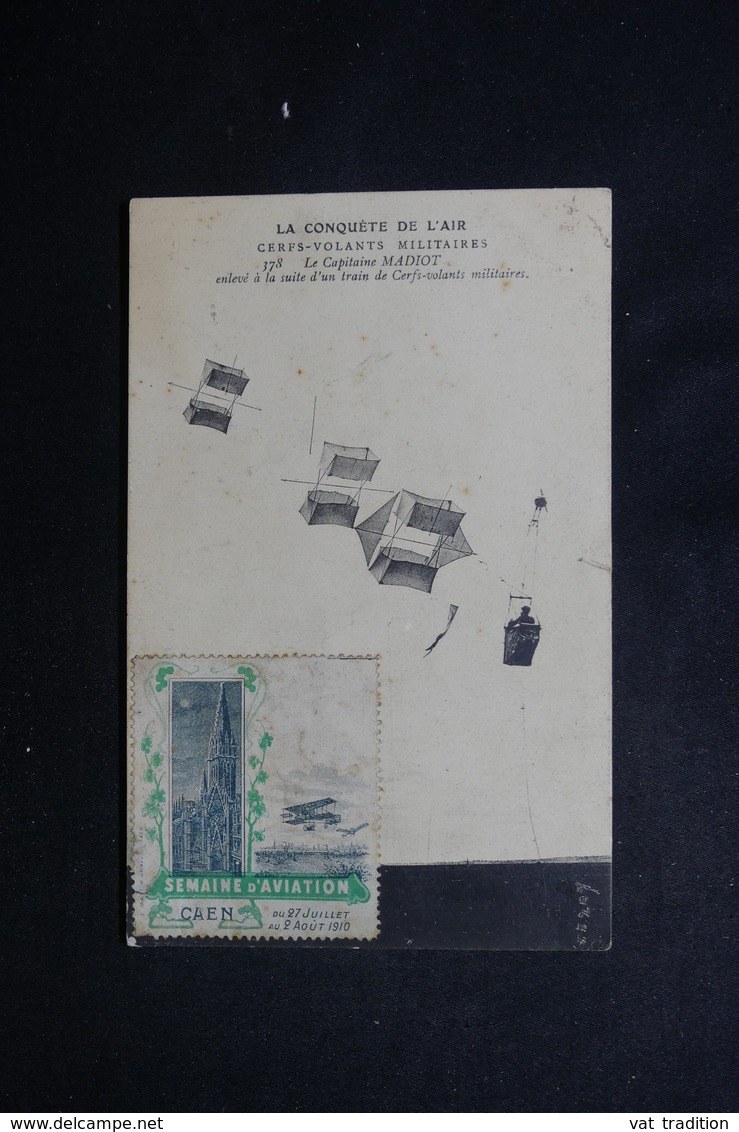 FRANCE - Vignette De La Semaine D'Aviation De Caen Sur Carte Postale En 1910 - L 50521 - Cartas & Documentos