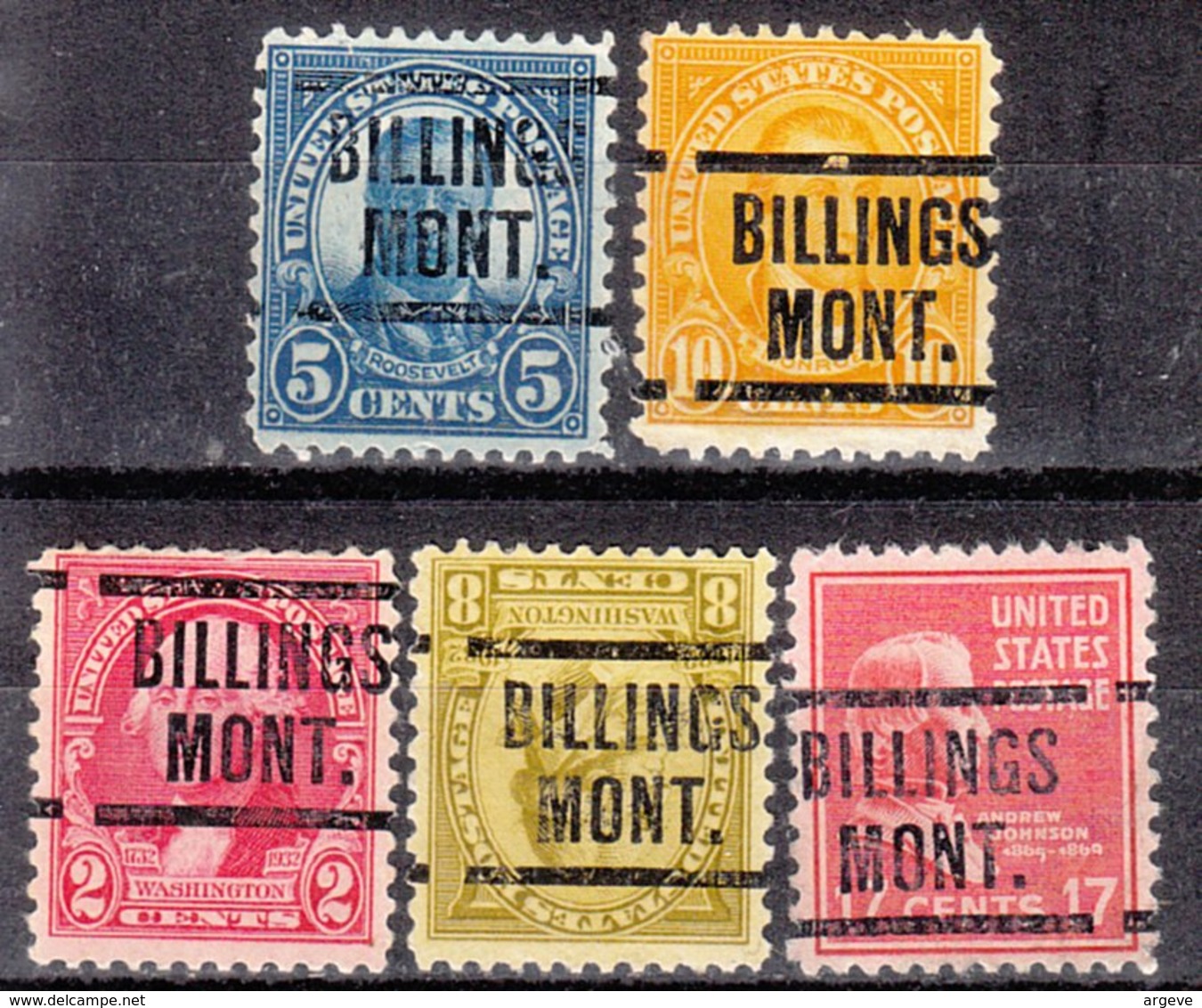 USA Precancel Vorausentwertung Preo, Locals Montana, Billings 204, 5 Diff. Perf. 11x10 1/2 - Vorausentwertungen