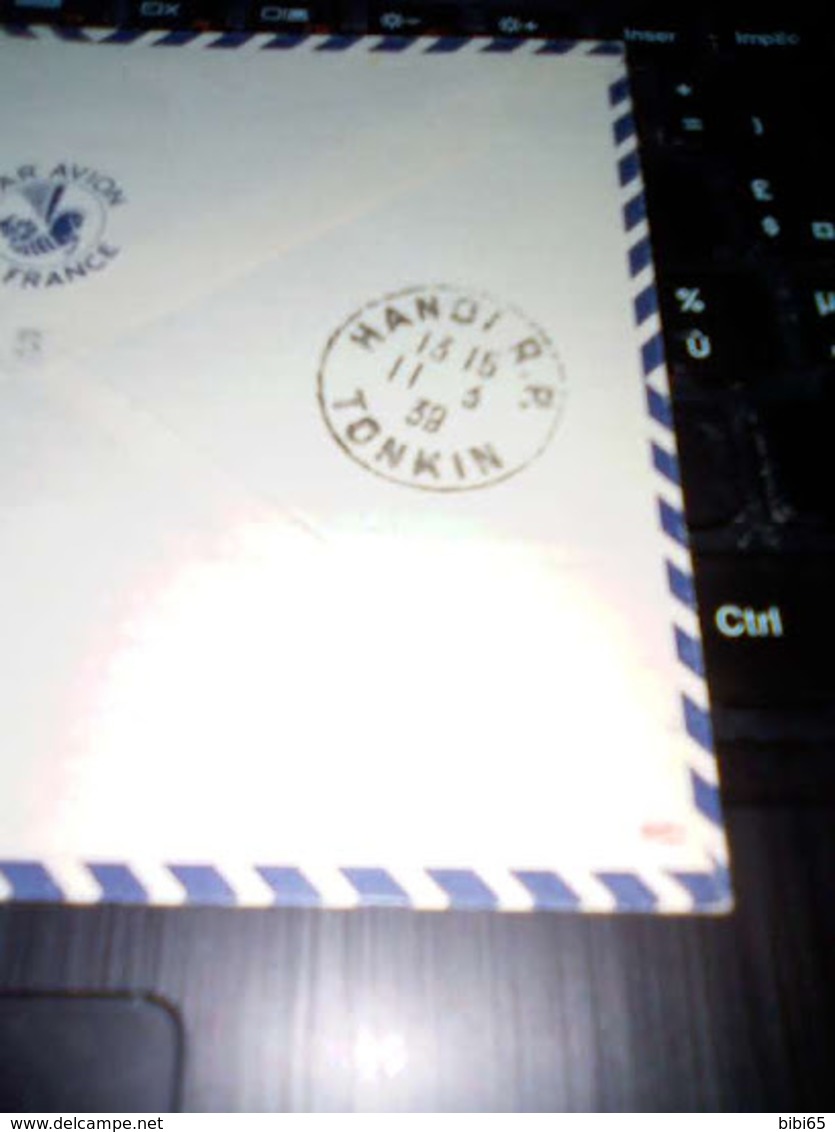 3/10/39 FIRST AIR MAIL HONGKONG HANOI BY AIR FRANCE VICTORIA AVEC ARRIVEE SIGNATURE EXPERT ROUGE EN BAS A DROITE - Briefe U. Dokumente
