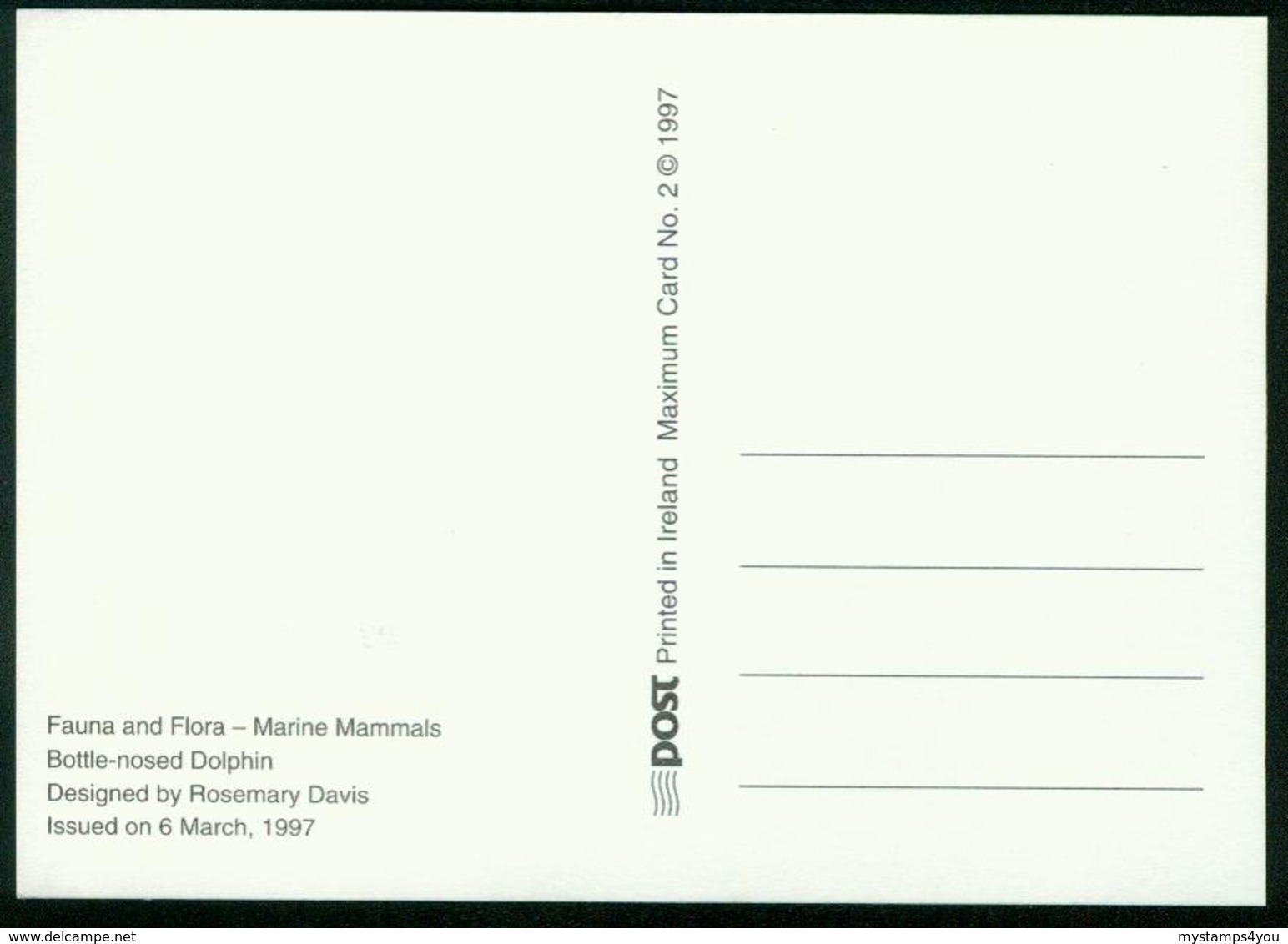 Mk Ireland Maximum Card 1997 MiNr 990 | Marine Mammals, Bottle-nosed Dolphins - Cartes-maximum