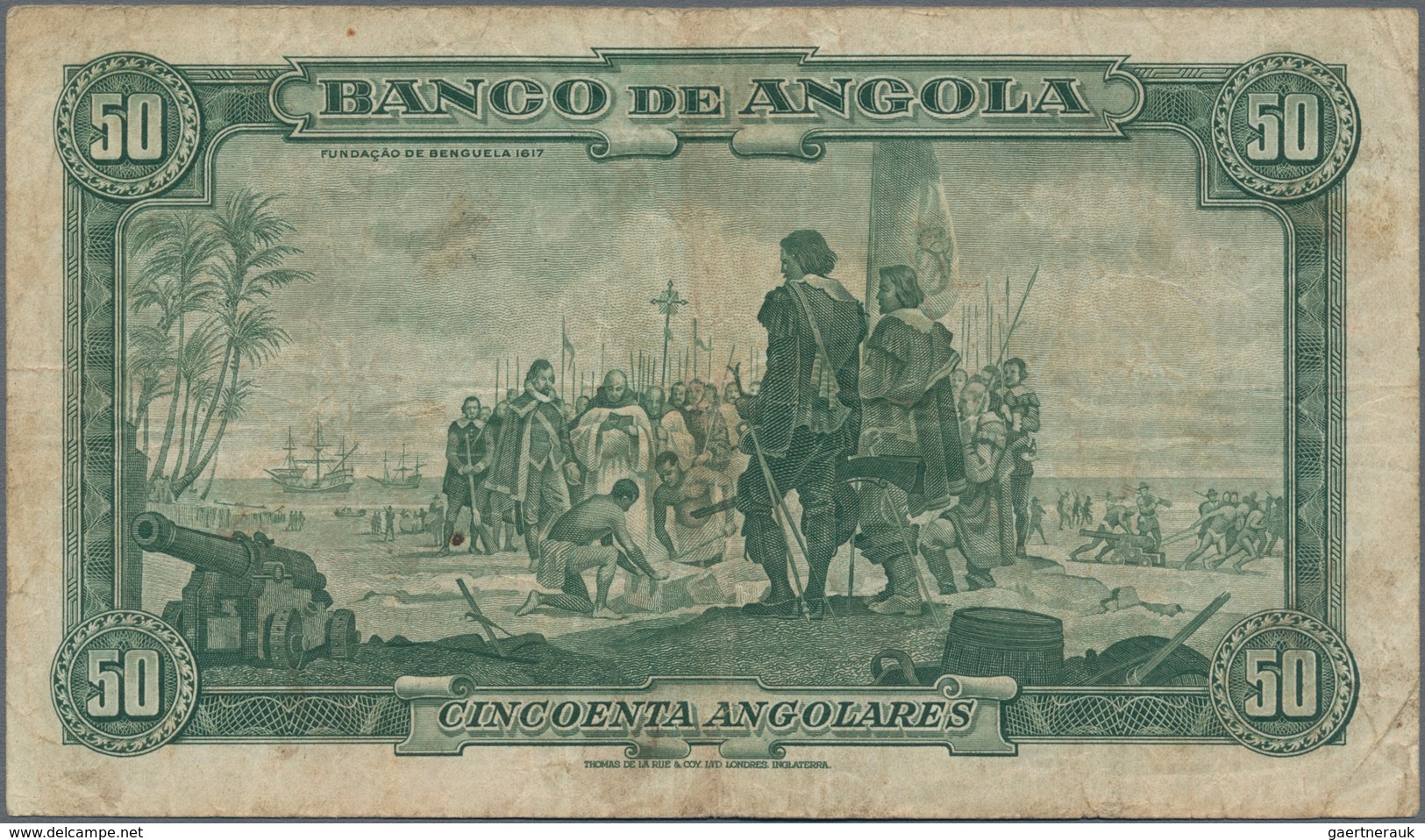 Angola: Banco De Angola 50 Angolares 1951, P.84, Still Great Condition And Very Rare, With Repaired - Angola