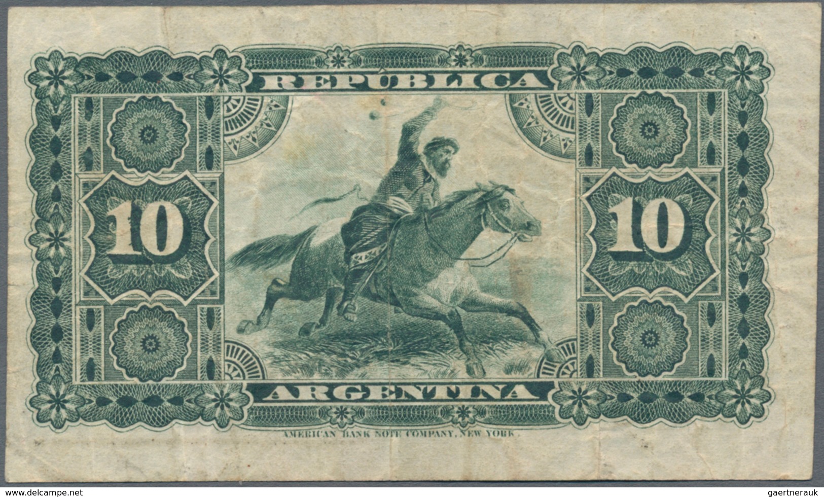 Argentina / Argentinien: 10 Pesos 1866 P.S1527 (VG) And 10 Centavos 1884 P.6 (F+). (2 Pcs.) - Argentine