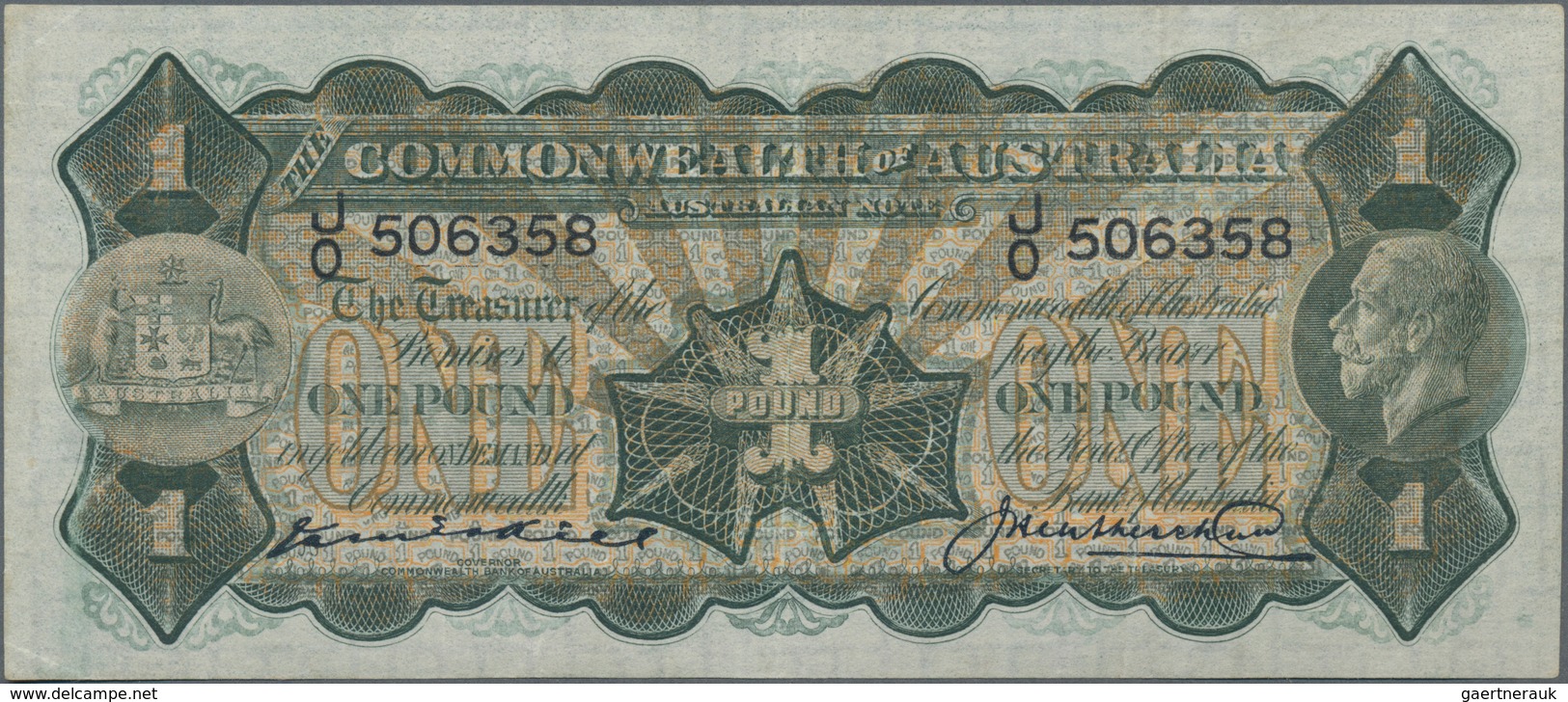 Australia / Australien: The Commonwealth Of Australia 1 Pound ND(1926-32) With Signatures: Kell & He - Autres & Non Classés