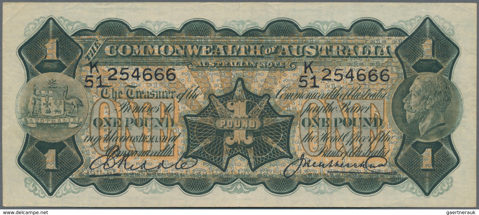 Australia / Australien: The Commonwealth Of Australia 1 Pound ND(1926-32) With Signatures Riddle & H - Other & Unclassified