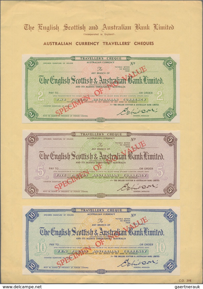 Australia / Australien: The English, Scottish And Australian Bank Limited Set With 3 Travellers Chec - Other & Unclassified