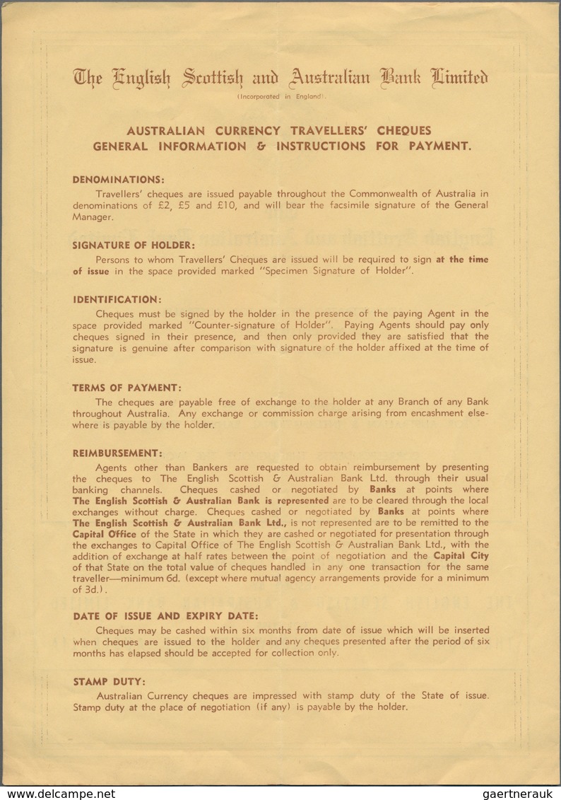 Australia / Australien: The English, Scottish And Australian Bank Limited Set With 3 Travellers Chec - Altri & Non Classificati