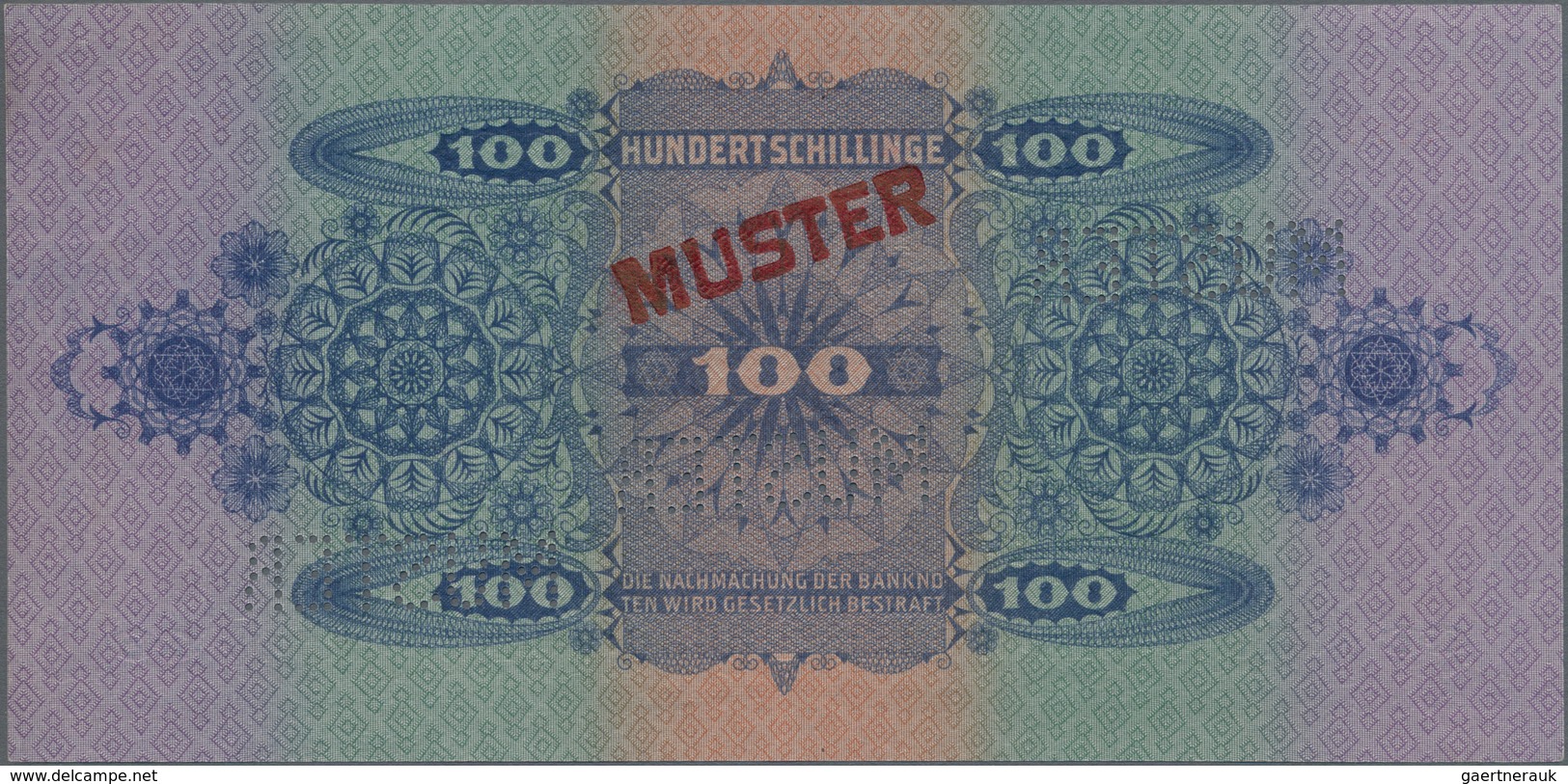 Austria / Österreich: Österreichische Nationalbank 100 Schilling 1925 MUSTER, P.91s, With Red Overpr - Autriche