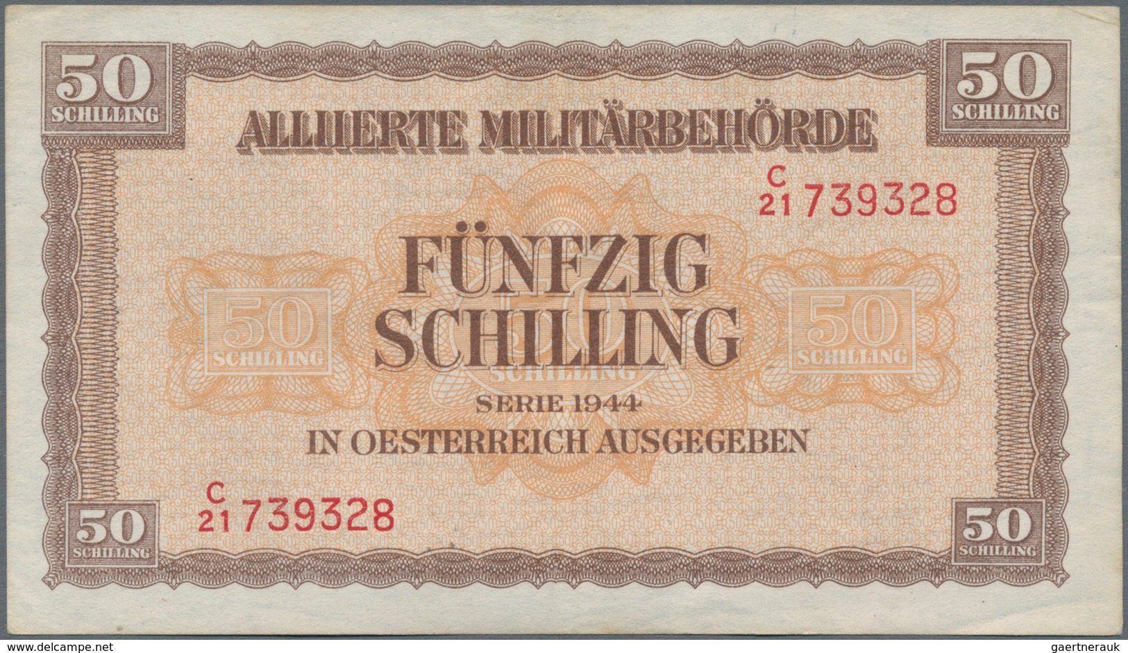 Austria / Österreich: Lot With 50 Banknotes Austria 50 Schilling 1944, Allied Occupation WW II, P.10 - Austria