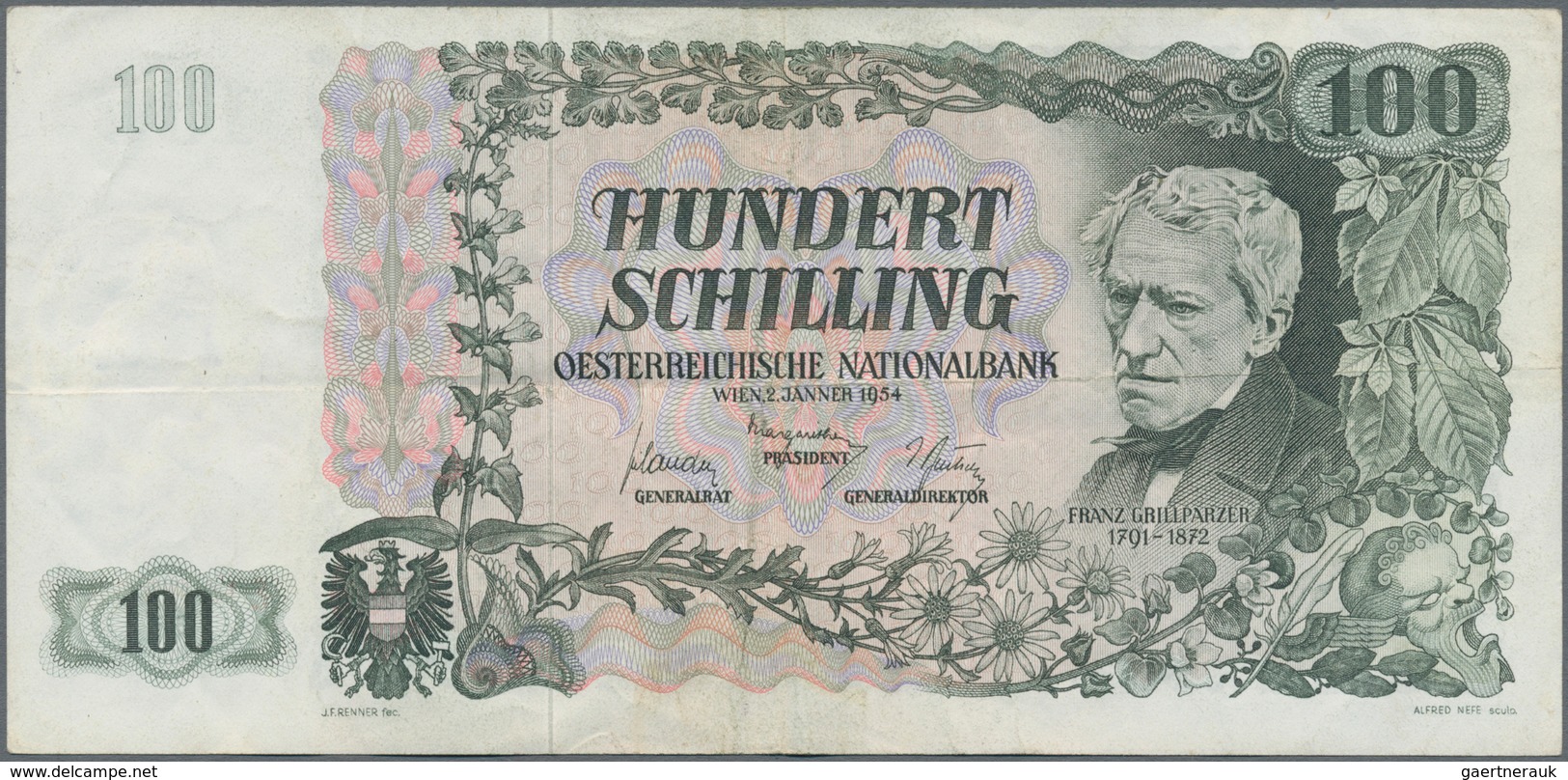 Austria / Österreich: Very Nice Set With 8 Banknotes Comprising 10 Schilling 1950 P.128 (F-), 50 Sch - Autriche