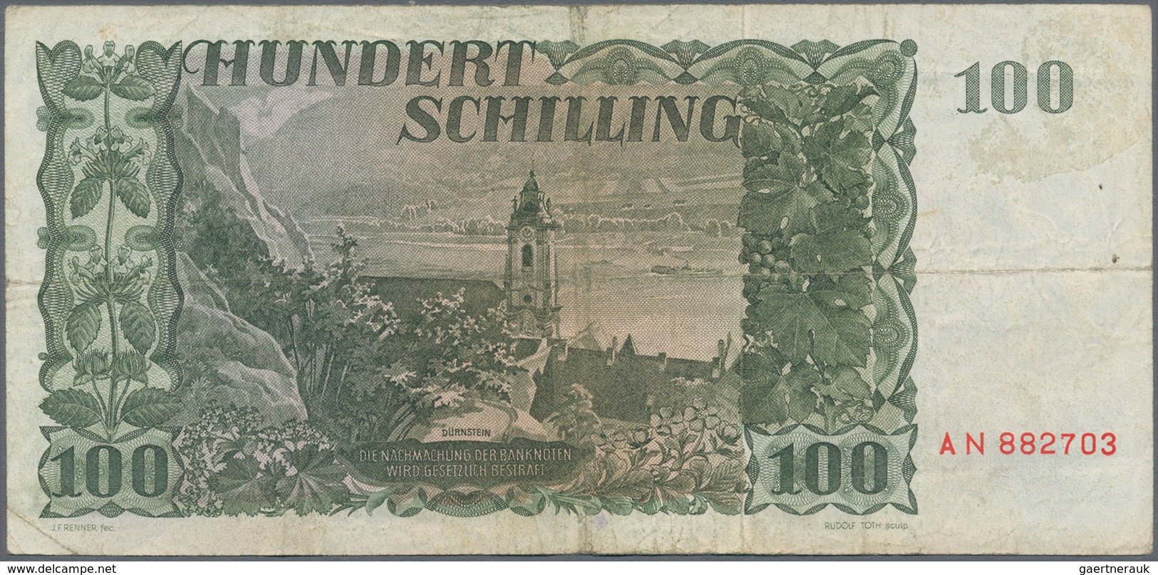 Austria / Österreich: Very nice set with 8 banknotes comprising 10 Schilling 1950 P.128 (F-), 50 Sch
