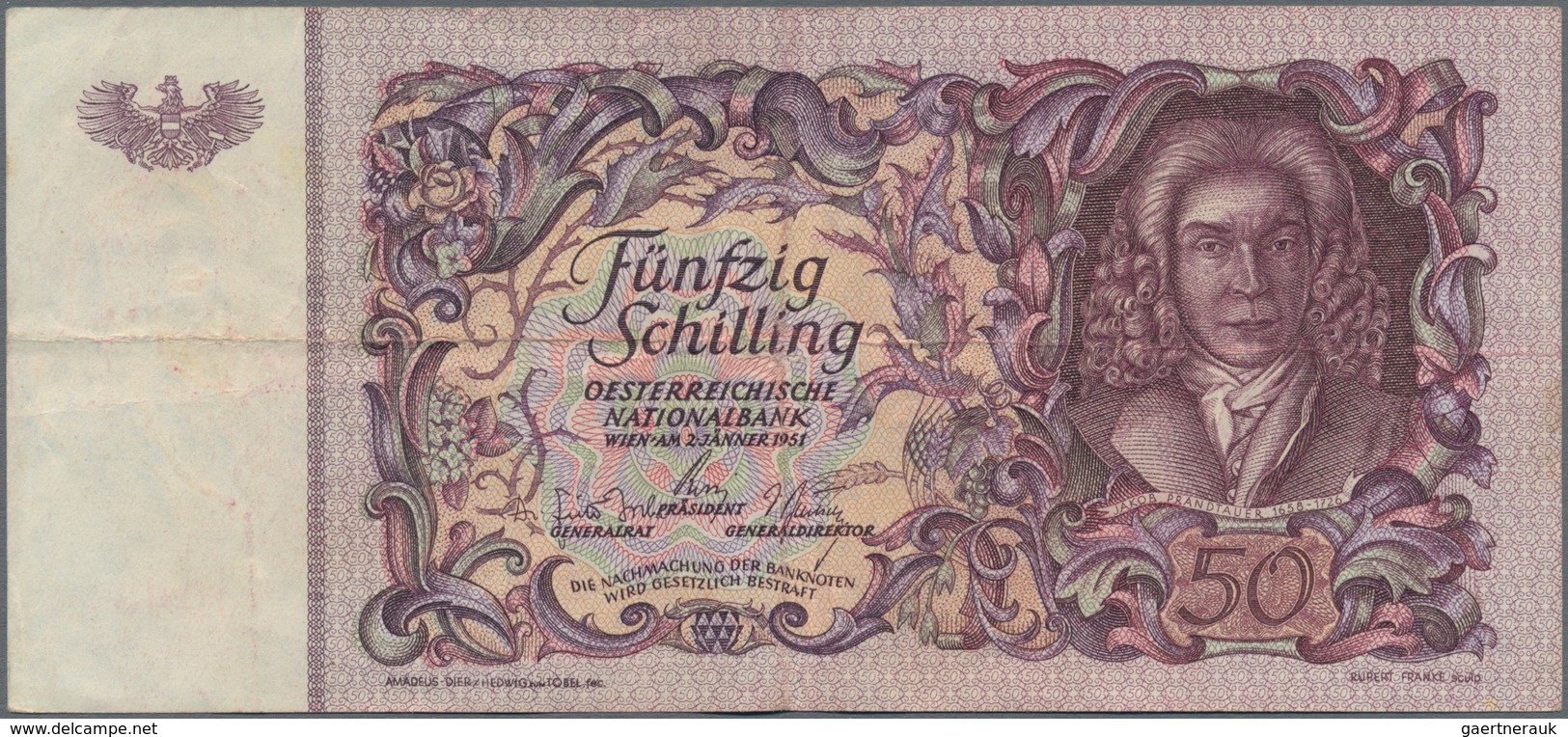 Austria / Österreich: Very nice set with 8 banknotes comprising 10 Schilling 1950 P.128 (F-), 50 Sch