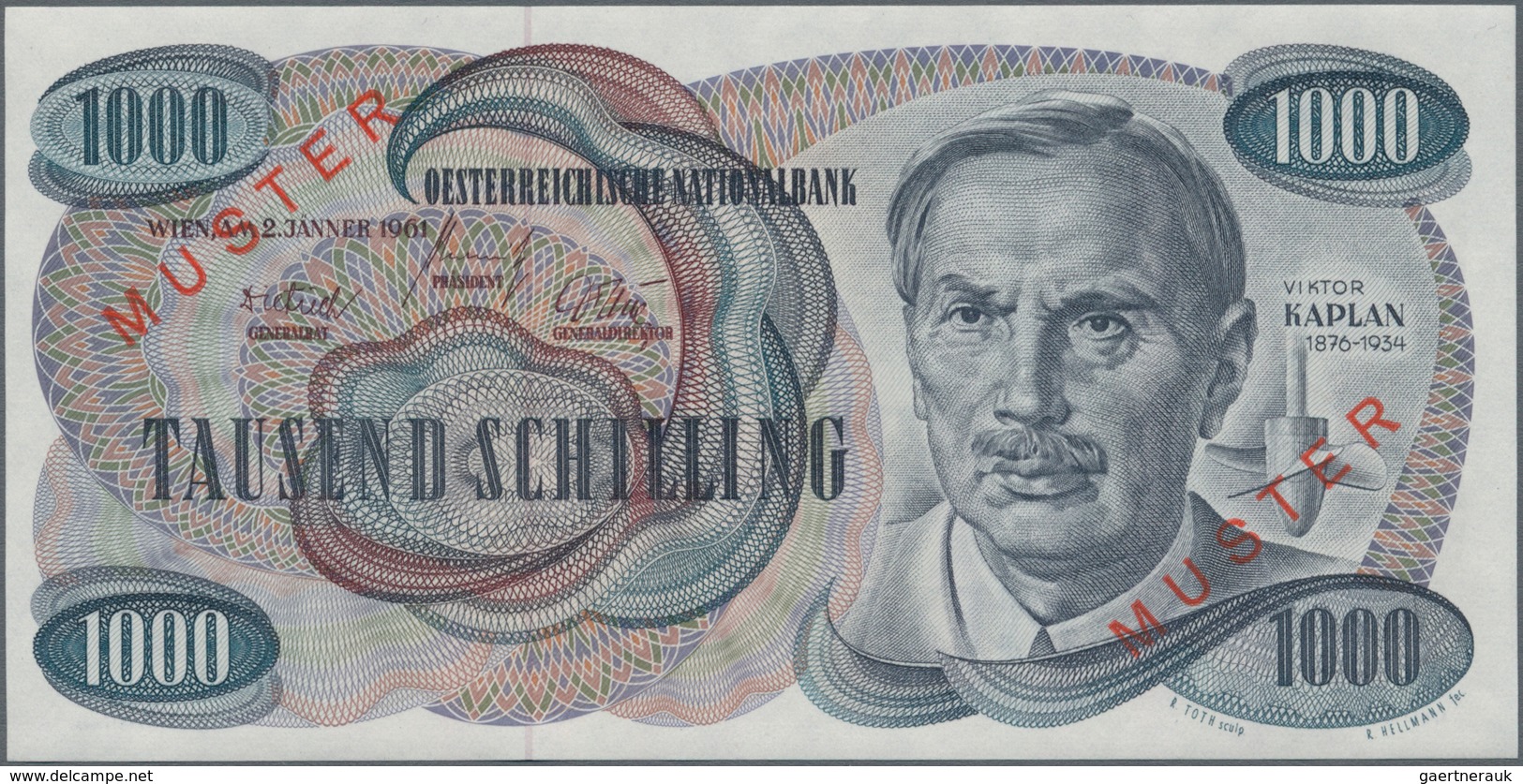 Austria / Österreich: Österreichische Nationalbank 1000 Schilling 1961 MUSTER, P.140s, So Called "kl - Oesterreich