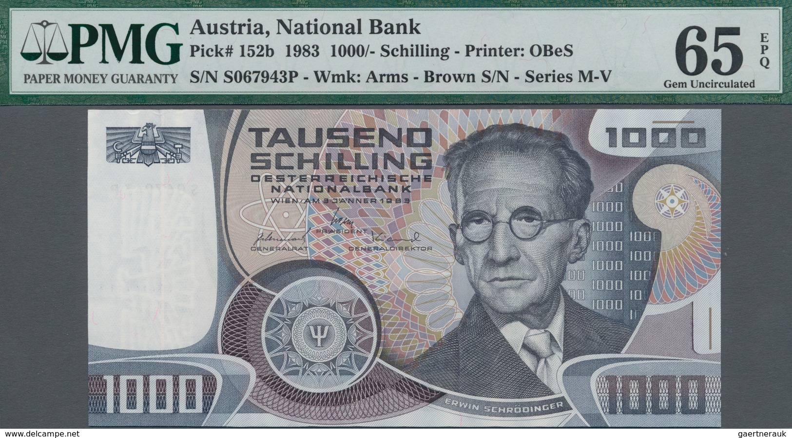 Austria / Österreich: Oesterreichische Nationalbank 1000 Schilling 1983 With Portrait Of Erwin Schrö - Oesterreich