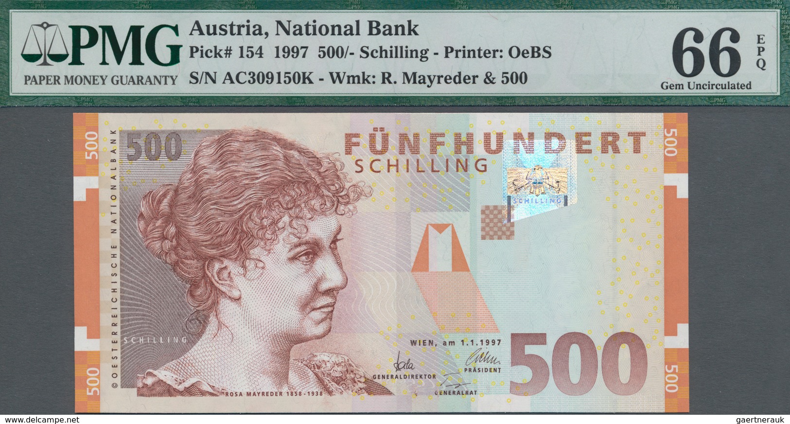 Austria / Österreich: Oesterreichische Nationalbank 500 Schilling 1997 With Portrait Of Rosa Mayrede - Oesterreich