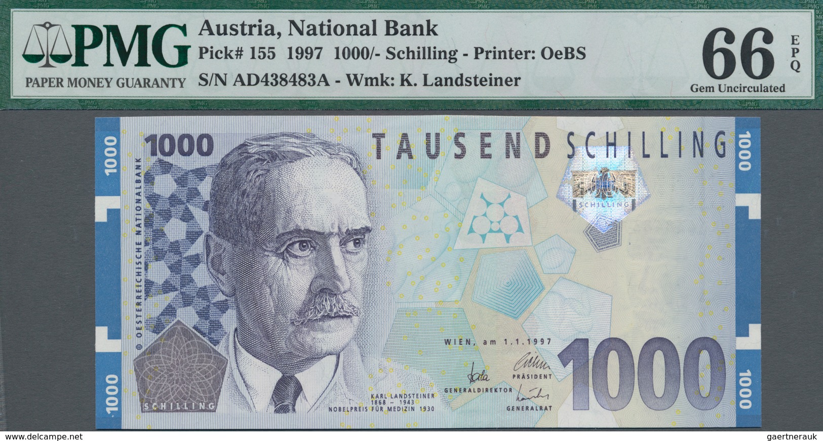 Austria / Österreich: Oesterreichische Nationalbank 1000 Schilling 1997 With Portrait Of Karl Landst - Oesterreich