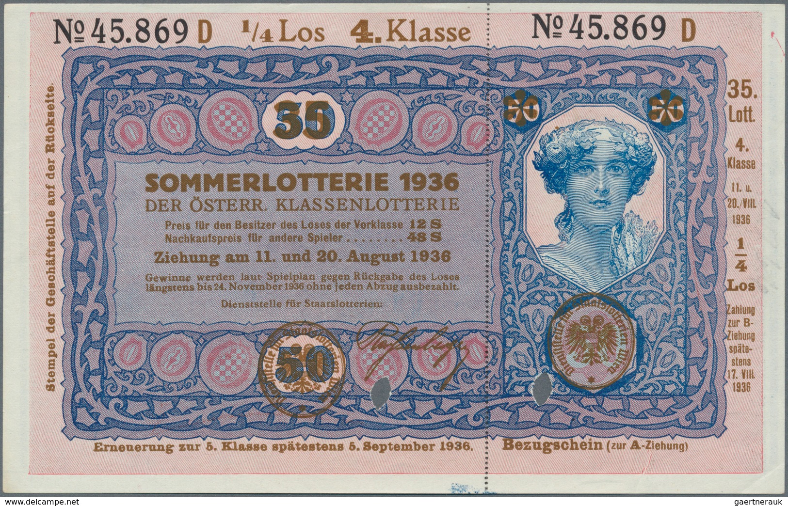 Austria / Österreich: Donaustaat Set With 3 Notes With Lottery Overprint On 50 Schilling 1923 P. S15 - Autriche