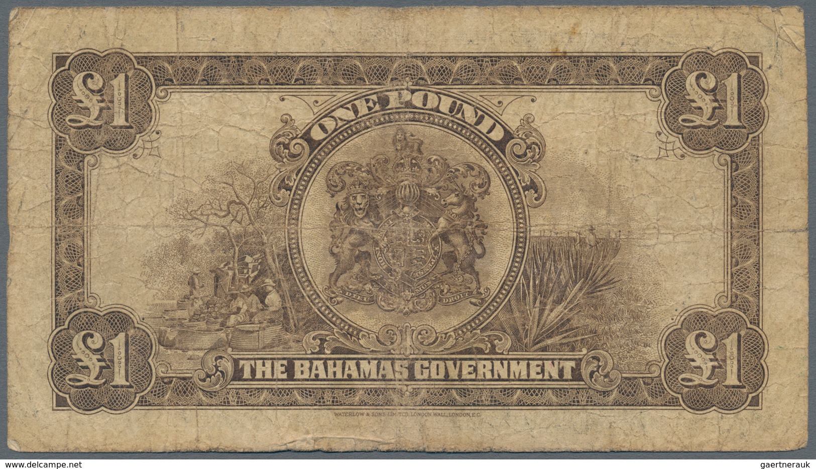 Bahamas: 1 Pound L.1919, P.7, Small Border Tears At Left, Toned Paper And Several Tiny Pinholes. Con - Bahamas