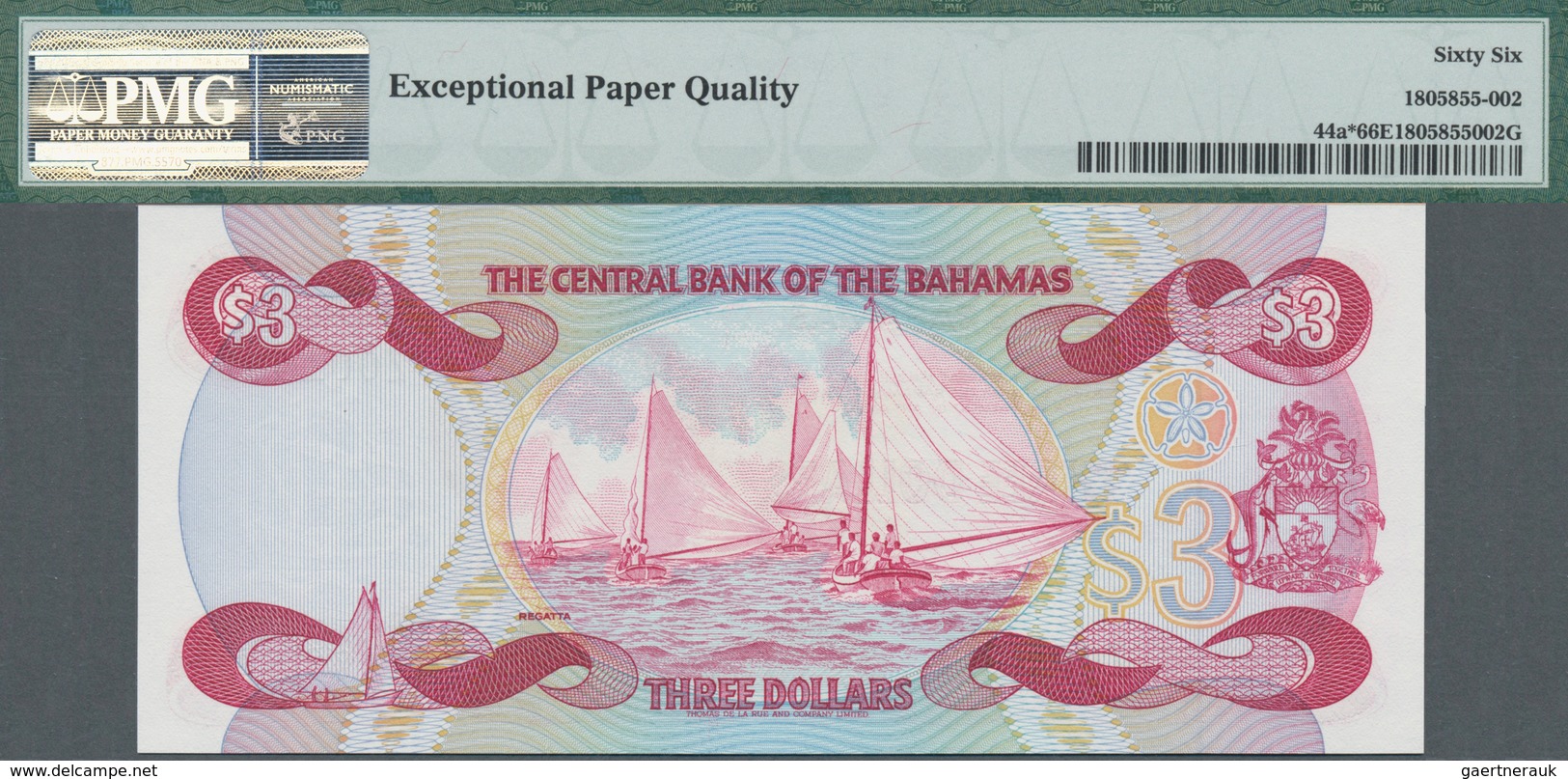 Bahamas: The Central Bank Of The Bahamas 3 Dollars L.1974 (ND 1984) Replacement Note With Serial Let - Bahamas