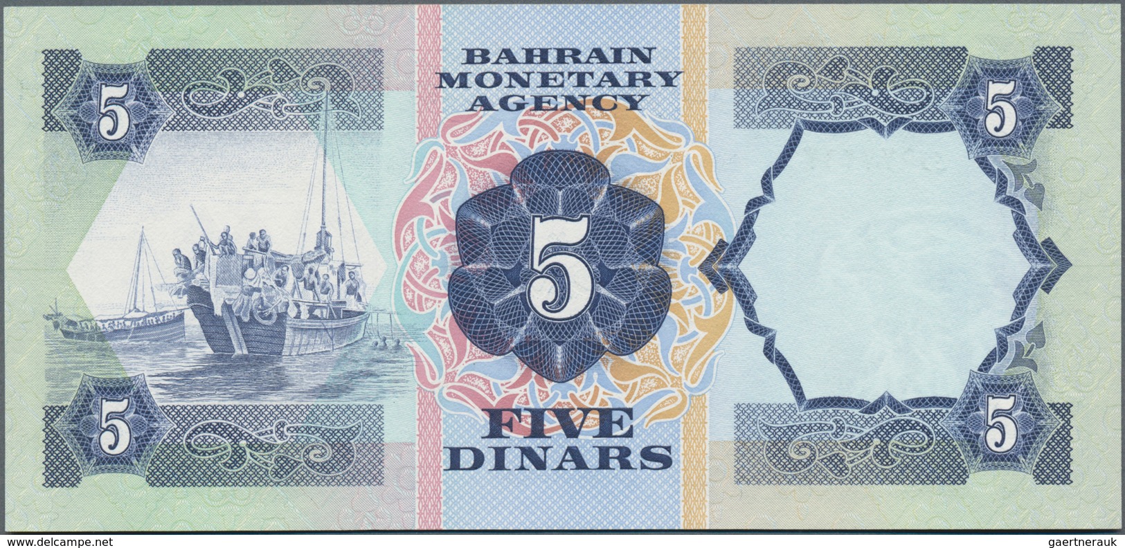 Bahrain: Bahrain Monetary Agency 5 Dinars L.1973, P.8A In Perfect UNC Condition. - Bahrain
