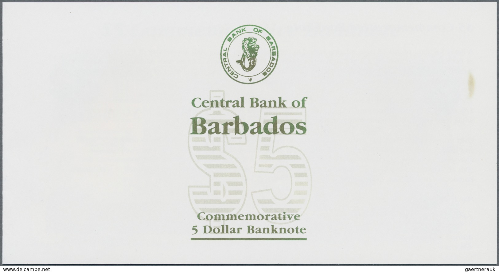 Barbados: 5 Dollars ND(2002) "30th Anniversary Of The Central Bank Of Barbados" Commemorative Issue, - Barbades