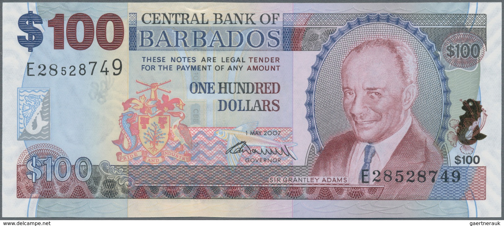 Barbados: Pair Of The 100 Dollars 2007, One With Signature Williams And One With Signature Worrell, - Barbades