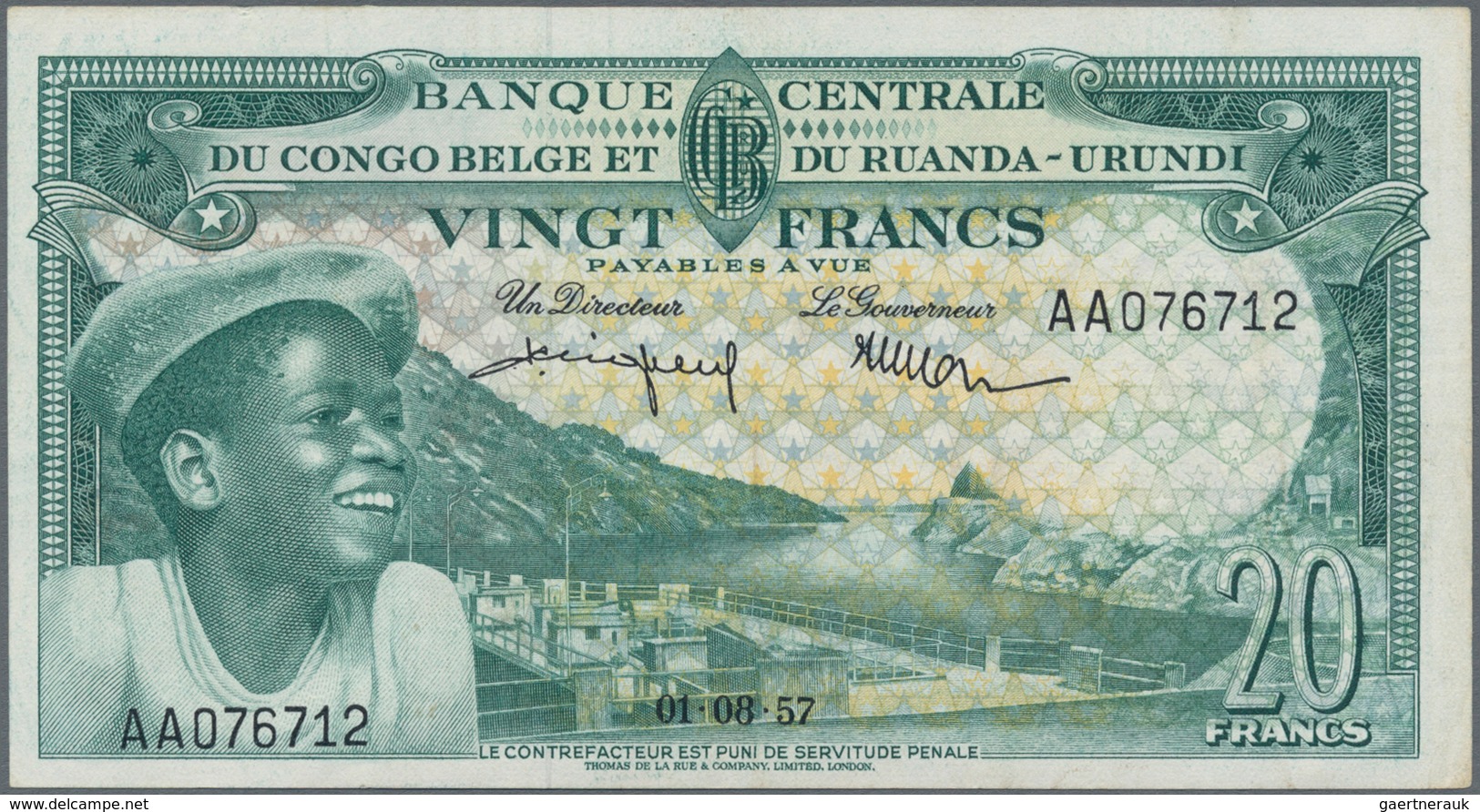 Belgian Congo / Belgisch Kongo: Pair With 20 Francs December 1st 1957 P.31 (F) And 20 Francs August - Ohne Zuordnung