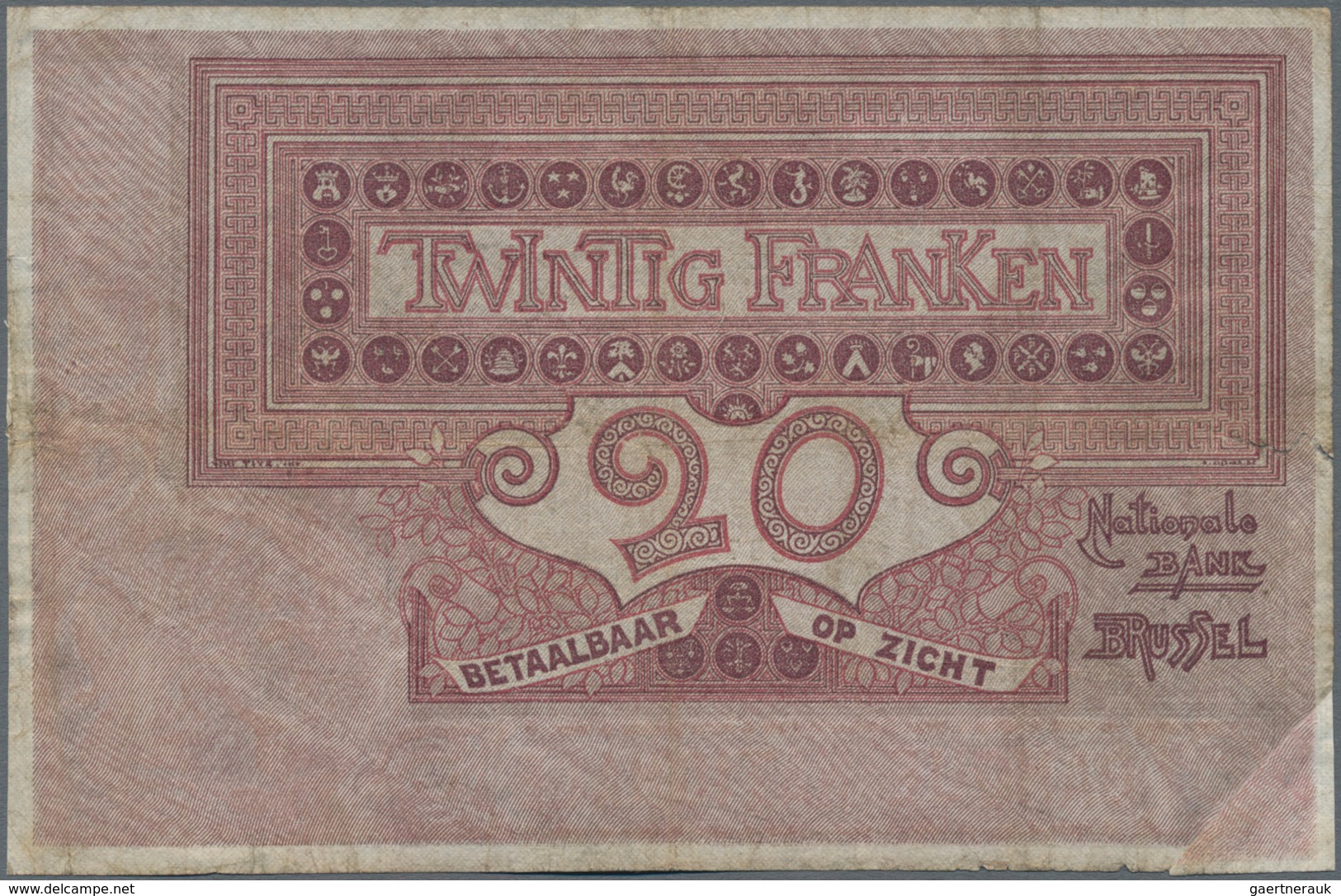 Belgium / Belgien: Pair With 20 Francs 1905 P.62d (F/F-) And 50 Francs 1919 P.68b (VF). (2 Pcs.) - Sonstige & Ohne Zuordnung