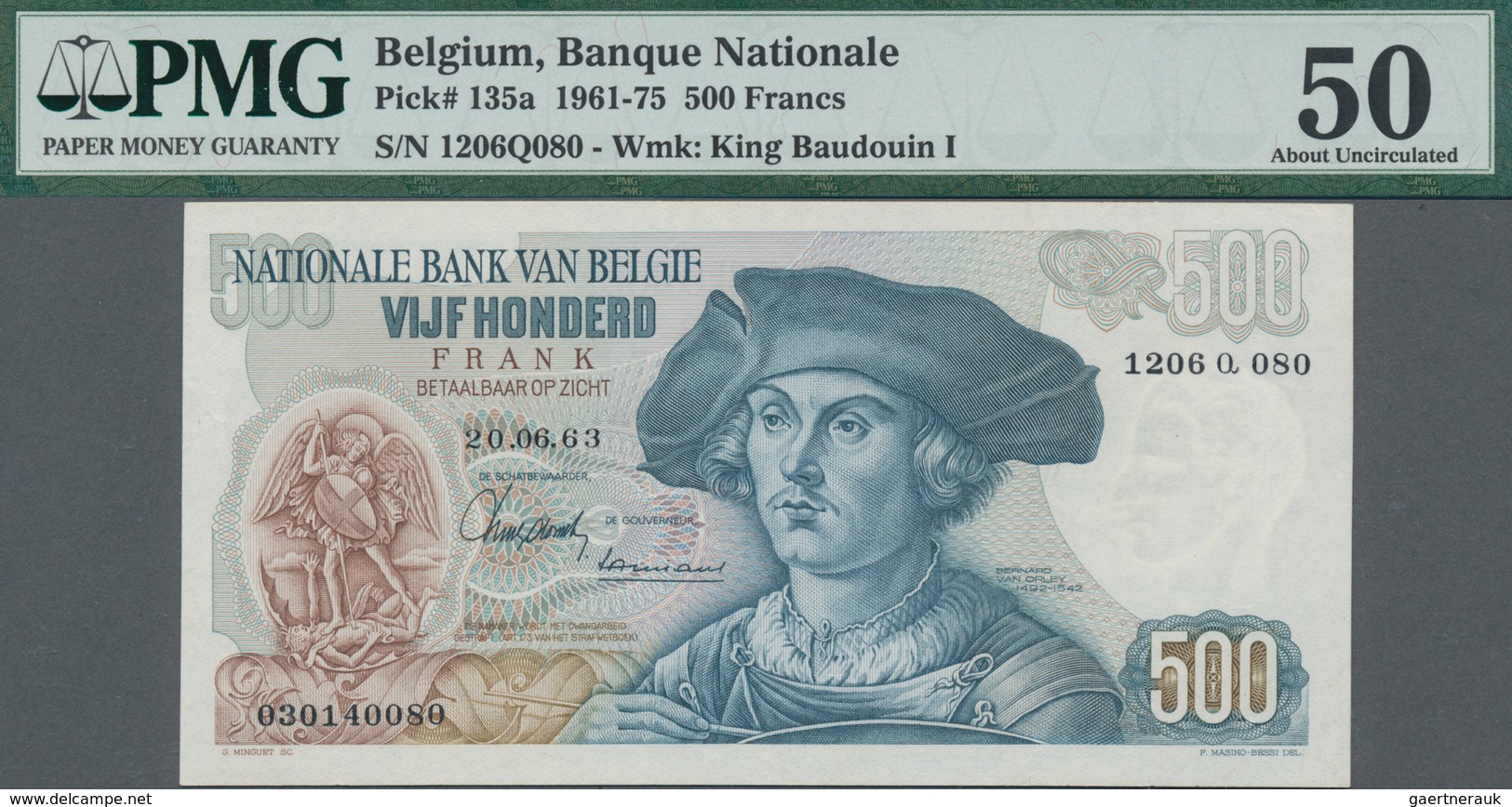 Belgium / Belgien: Nice Lot With 3 Banknotes Containing 500 Francs 1963 P.135a PMG 50 About Uncircul - Sonstige & Ohne Zuordnung