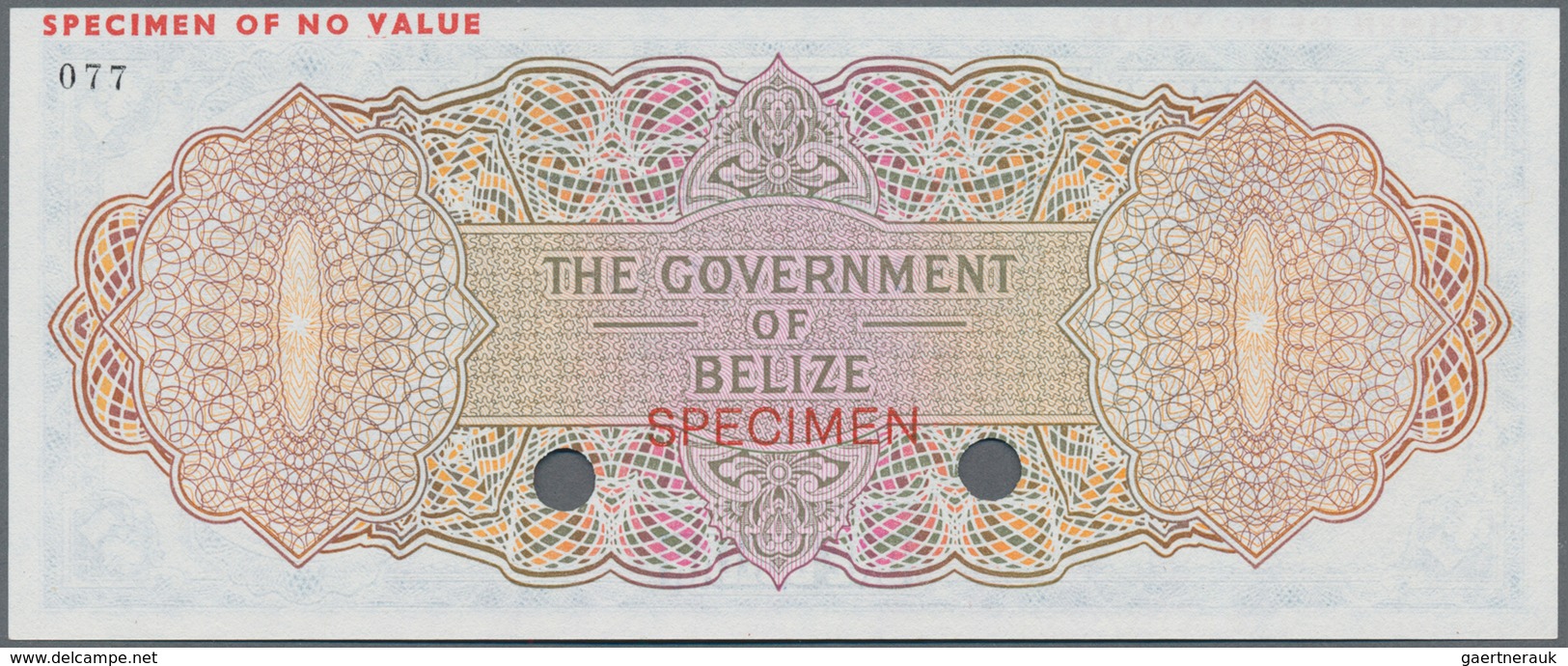 Belize: The Government Of Belize 1 Dollar 1974-76 Color Trial SPECIMEN In Blue Instead Of Green Colo - Belize