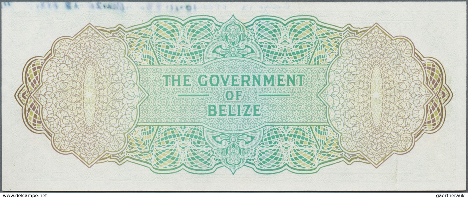 Belize: The Government Of Belize 1 Dollar 1974-76 SPECIMEN Without Serial Number And Signature, P.33 - Belize