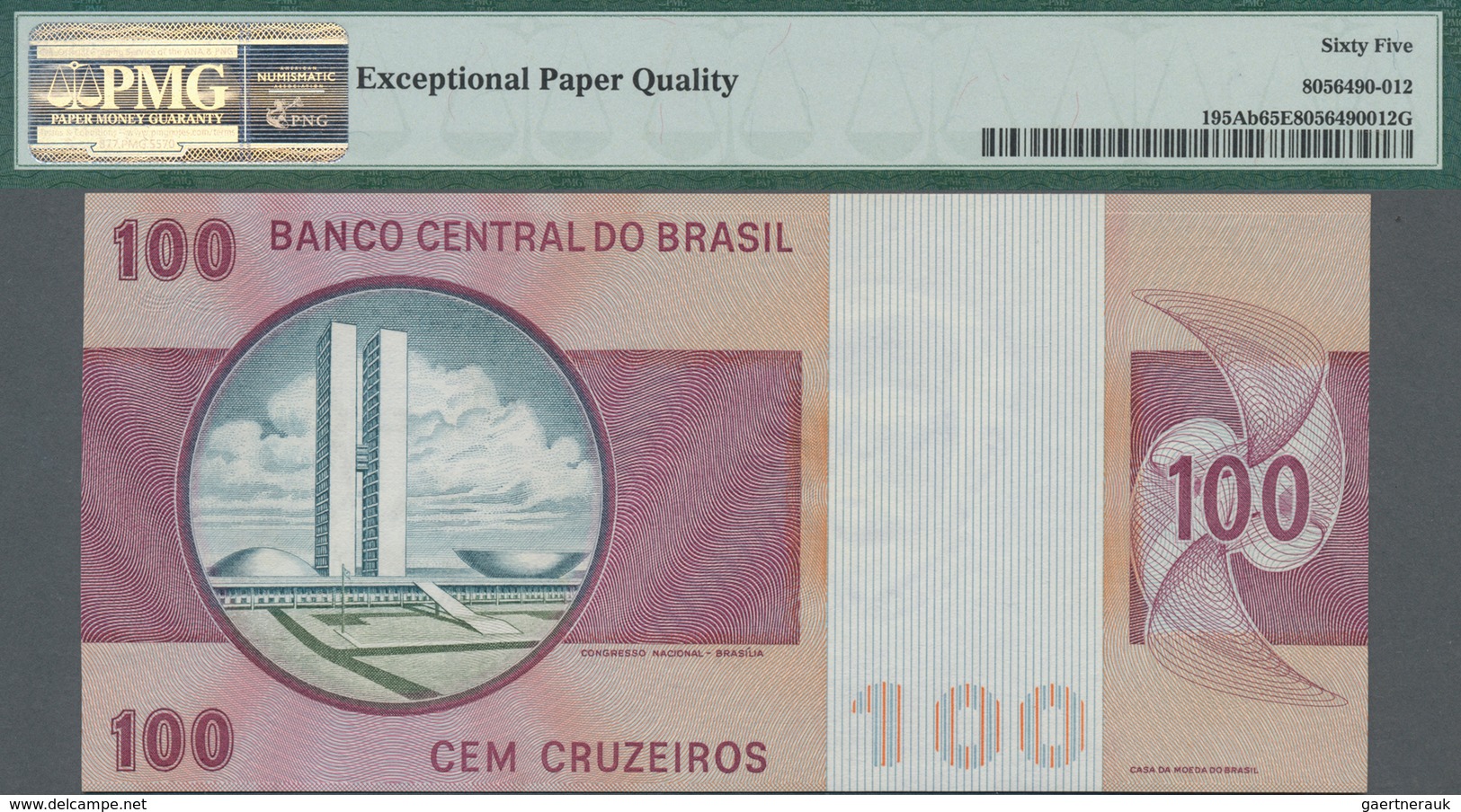 Brazil / Brasilien: Banco Central Do Brasil 100 Cruzeiros ND(1981), P.195Ab, PMG 65 Gem Uncirculated - Brasilien