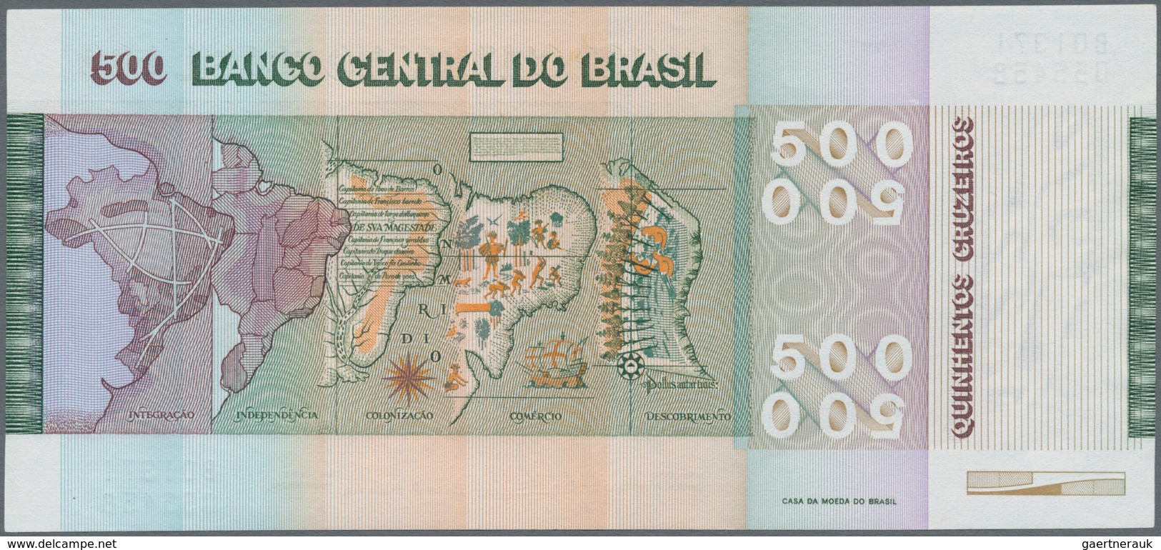 Brazil / Brasilien: Pair With 500 Cruzeiros 1972 P.196Aa (XF) And 50.000 Cruzeiros Reais ND(1993) P. - Brazil