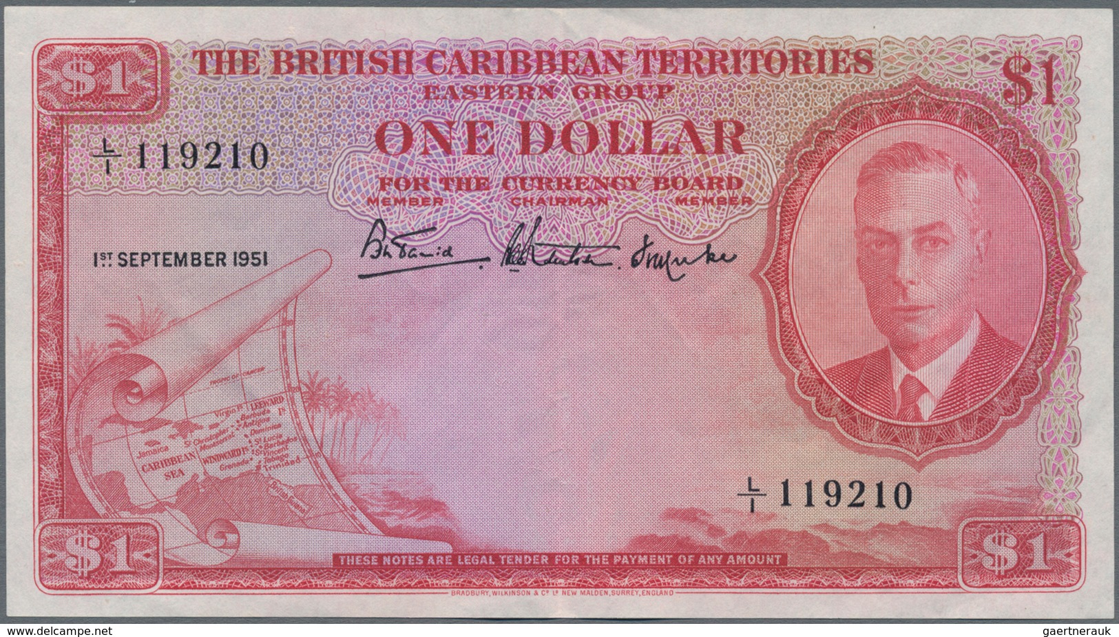 British Caribbean Territories: The British Caribbean Territories 1 Dollar September 1st 1951, P.1, S - Sonstige – Amerika