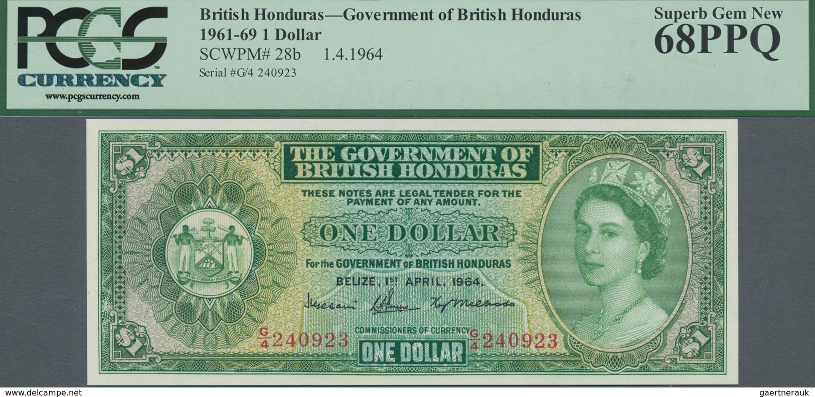 British Honduras: Government Of British Honduras 1 Dollar April 1st 1964, P.28b In Perfect Condition - Honduras