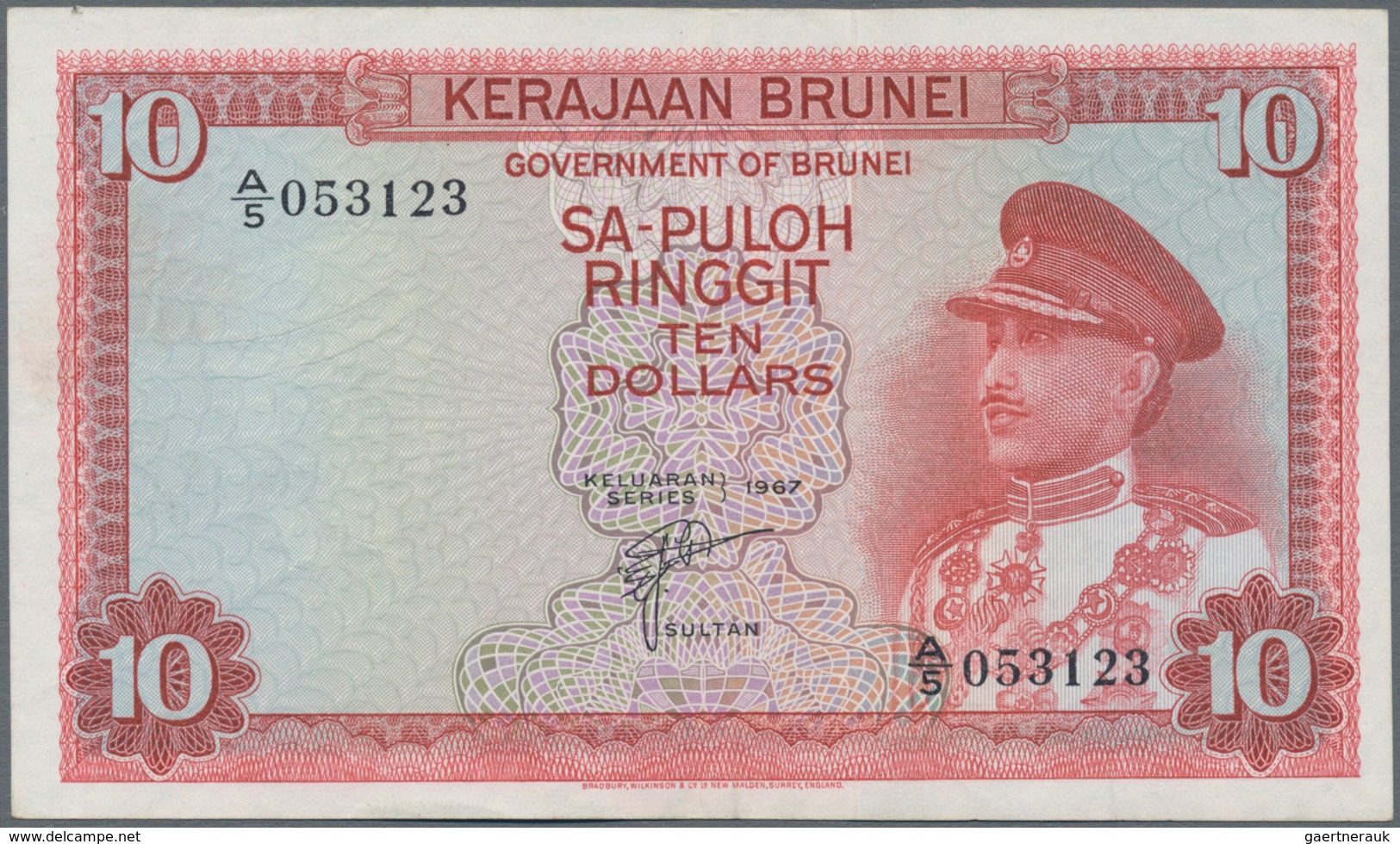 Brunei: 10 Ringgit 1967, P.3, Excellent Condition With A Soft Vertical Fold At Center Only. Conditio - Brunei