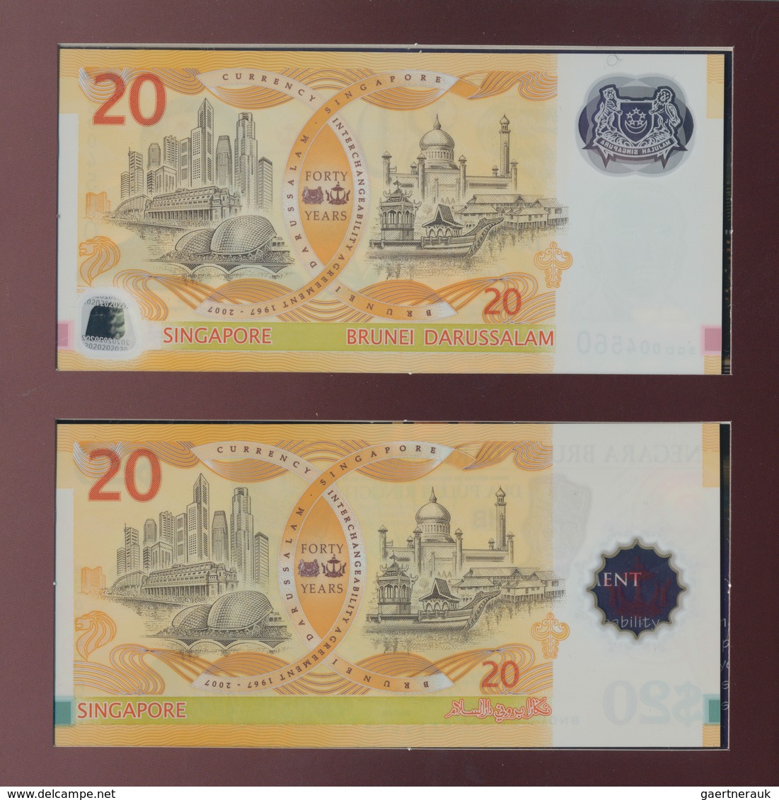 Brunei: Original Folder Commemorating 40 Years Of Currency Interchangeability Between Singapore And - Brunei