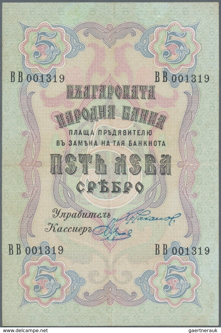 Bulgaria / Bulgarien: 5 Leva Srebro ND(1909) With Blue Signatures: Chakalov & Venkov And Four Times - Bulgaria