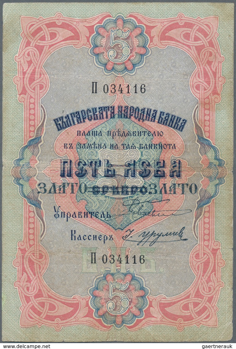 Bulgaria / Bulgarien: 5 Leva Zlato ND(1907) With Signatures: Boev & Urumov, P.7a With Lightly Toned - Bulgaria