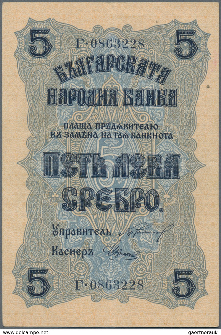 Bulgaria / Bulgarien: Lot With 3 Banknotes Of The ND(1916) Issue Comprising 5 Leva Srebro P.16 (VF+) - Bulgaria