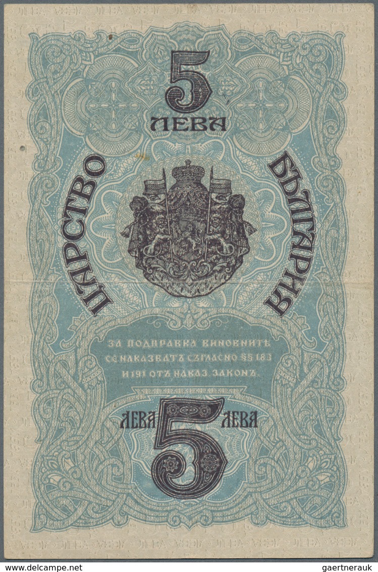 Bulgaria / Bulgarien: Lot With 3 Banknotes Of The ND(1916) Issue Comprising 5 Leva Srebro P.16 (VF+) - Bulgarie