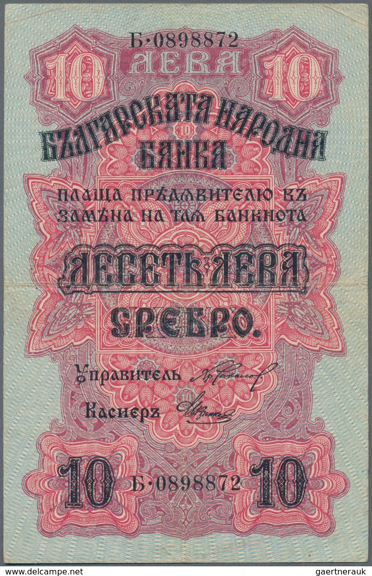 Bulgaria / Bulgarien: Lot With 3 Banknotes Of The ND(1916) Issue Comprising 5 Leva Srebro P.16 (VF+) - Bulgarien