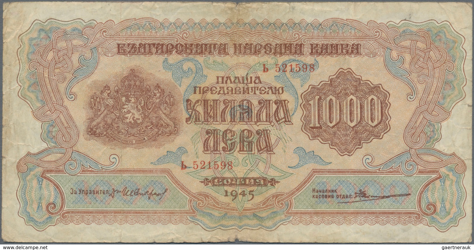 Bulgaria / Bulgarien: Very nice set with 11 banknotes Bulgaria ND(1916) till 1947 comprising 100 Gol