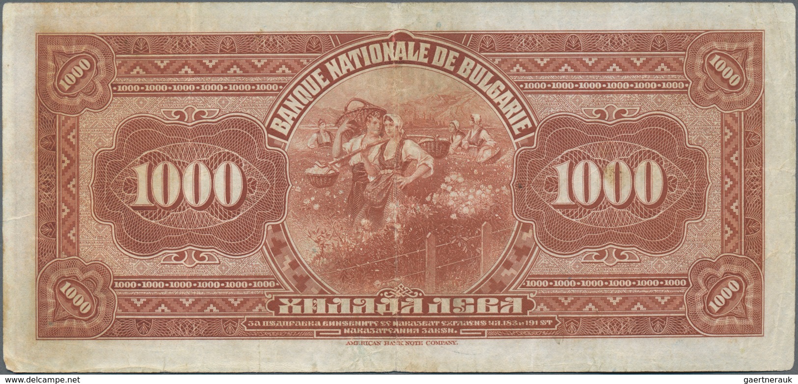 Bulgaria / Bulgarien: 1000 Leva 1922, P.40, Still Nice With Bright Colors, Lightly Pressed With A Fe - Bulgaria