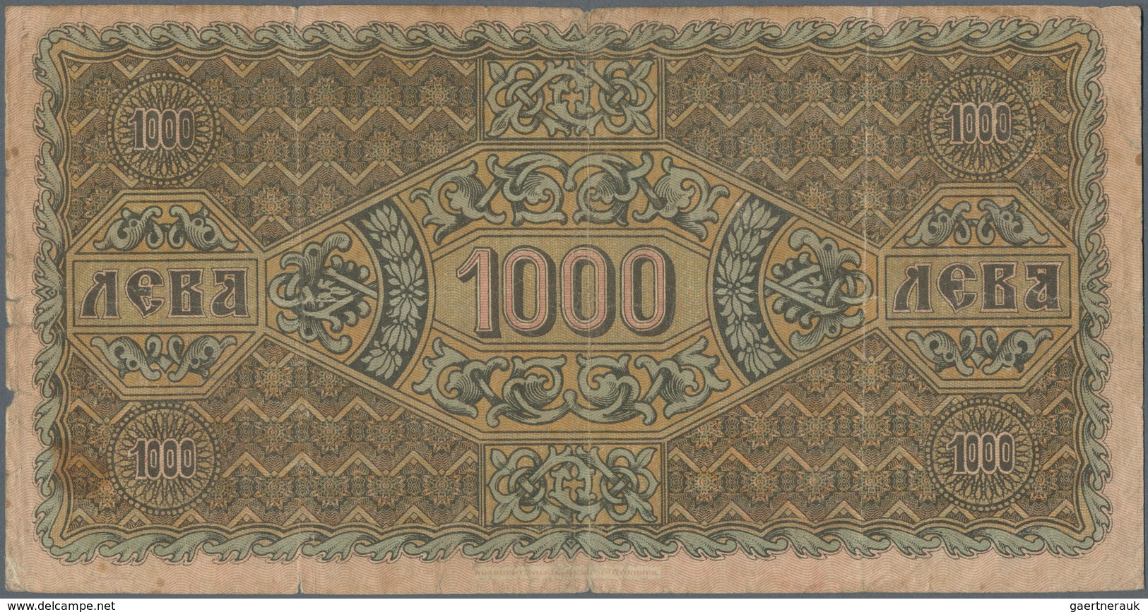 Bulgaria / Bulgarien: 1000 Leva Zlatni ND(1924), Printed By Bradbury & Wilkinson, With Additional Re - Bulgarie