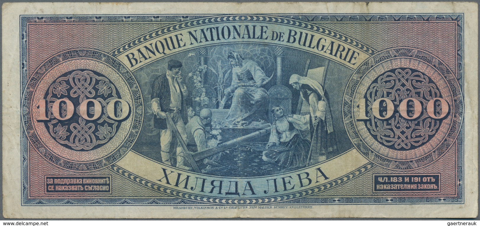 Bulgaria / Bulgarien: 1000 Leva 1925, P.48, Nice Original Shape With Several Folds And Lightly Toned - Bulgaria