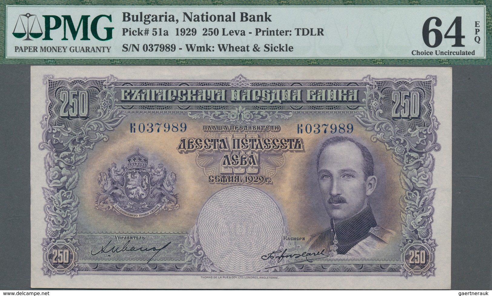 Bulgaria / Bulgarien: National Bank Of Bulgaria 250 Leva 1929, P.51a, Great Original Shape And PMG G - Bulgarie