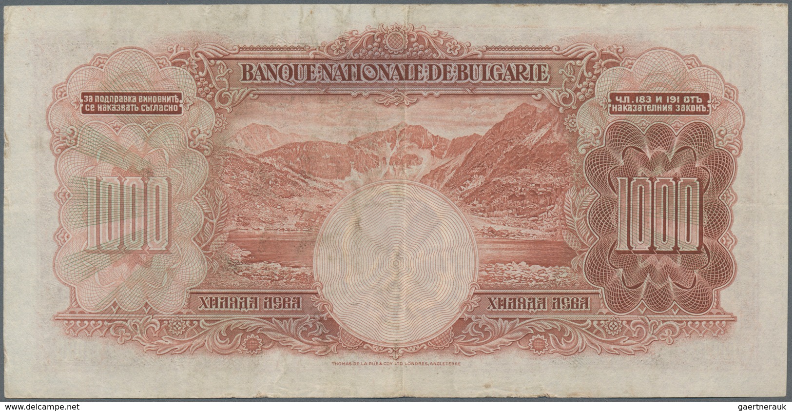 Bulgaria / Bulgarien: 1000 Leva 1929, P.53, Still Nice And Intact With Stronger Vertical Fold, Some - Bulgaria