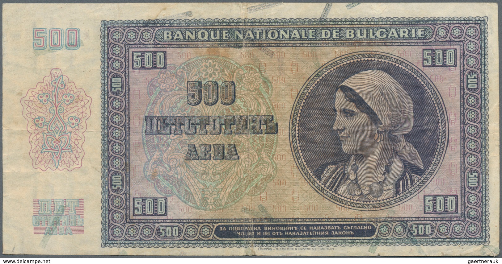 Bulgaria / Bulgarien: Nice Lot With 3 Banknotes 500 And 1000 Leva 1942, P.60, 61 (F+, VF+) And 20 Le - Bulgarien