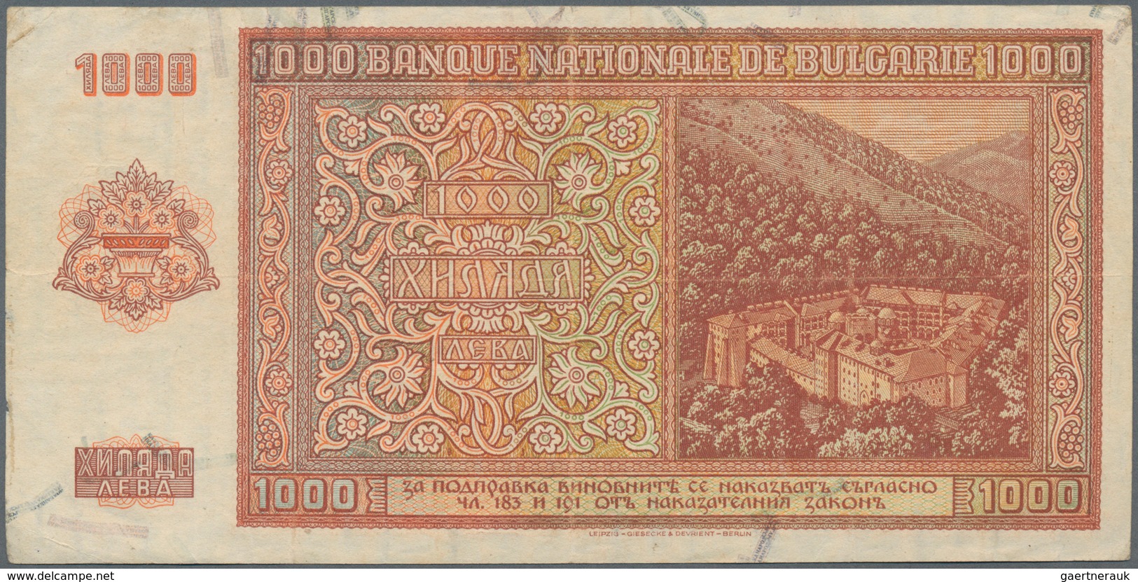 Bulgaria / Bulgarien: Nice Lot With 3 Banknotes 500 And 1000 Leva 1942, P.60, 61 (F+, VF+) And 20 Le - Bulgarije