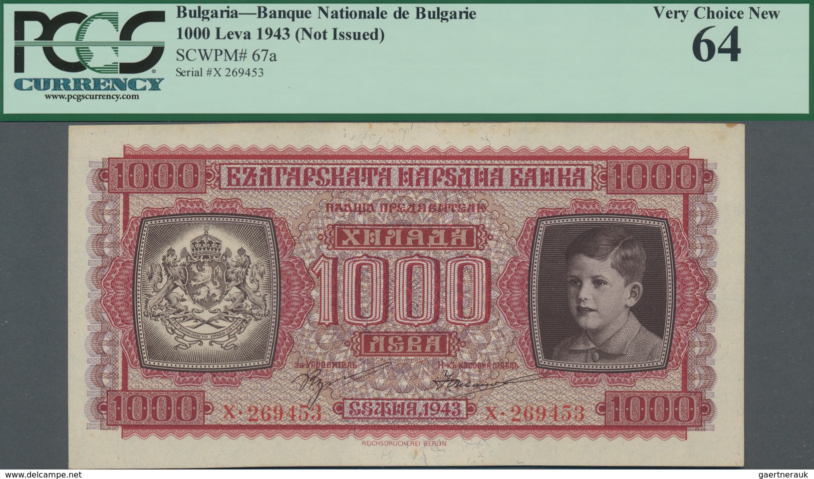 Bulgaria / Bulgarien: Banque Nationale De Bulgarie 1000 Leva 1943 Unissued, P.67, Excellent Conditio - Bulgarien